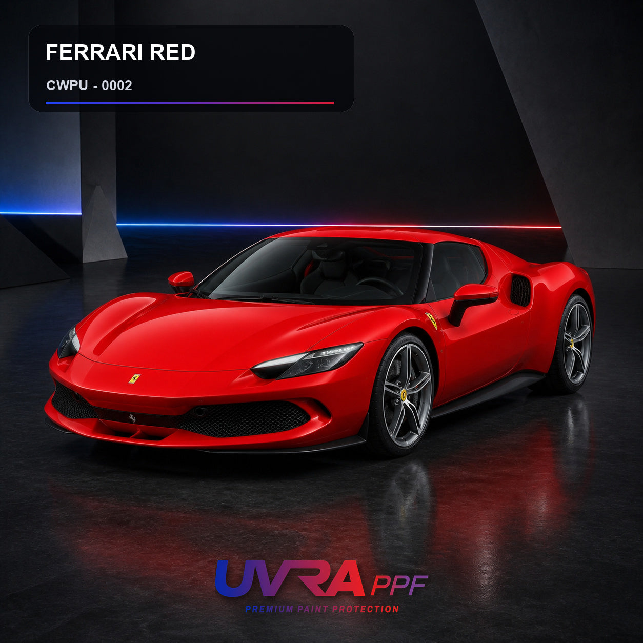Ferrari Red PPF installed vehicle color reference