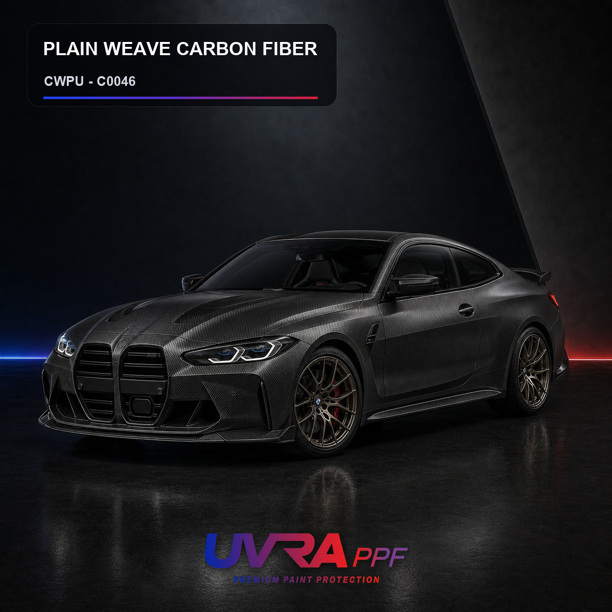 Plain Weave Carbon Fiber PPF installed vehicle color reference