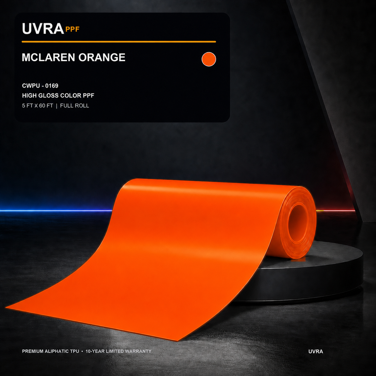 UVRA McLaren Orange PPF — 60 in × 50 ft Full Roll